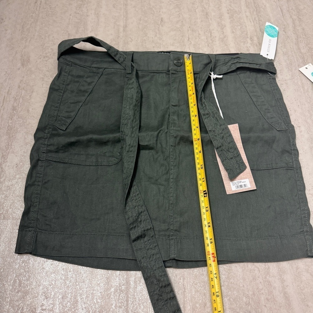 Liverpool skirt Lorena tie front skirt fennel olive green size 12P NWT - Picture 10 of 10